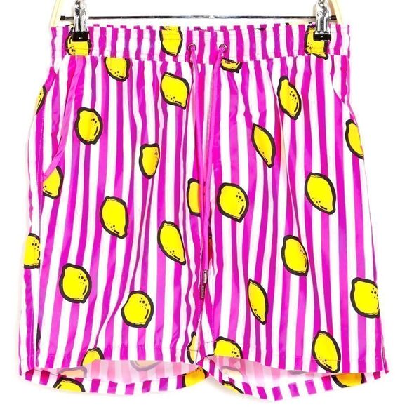 🔥MR. SWIM
Lemon Stripe Print Boardshorts In Magenta - Picture 1 of 3